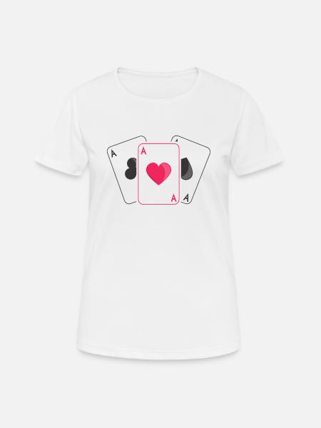 JEU DE CARTE AS DE PIQUE AS DE COEUR AS DE TRÈFLE - T-shirt respirant Femme - blanc