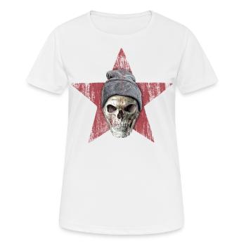 crâne et étoile rouge - T-shirt respirant Femme - blanc - Devant - AI Model Female 172 dark (172cm)