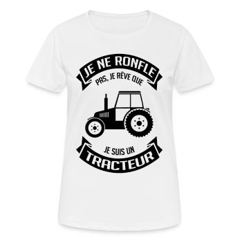 JE NE RONFLE PAS - TRACTEUR - T-shirt respirant Femme - blanc - Devant - AI Model Female 172 dark (172cm)