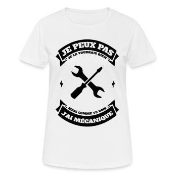 JE PEUX PAS J'AI MÉCANIQUE - T-shirt respirant Femme - blanc - Devant - AI Model Female 172 dark (172cm)