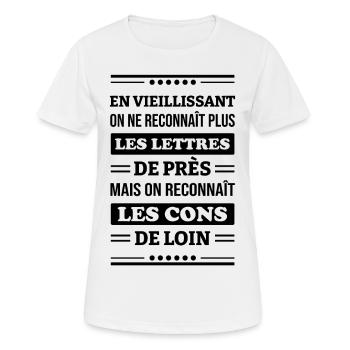 RECONNAÎTRE LES CONS - T-shirt respirant Femme - blanc - Devant - AI Model Female 172 dark (172cm)