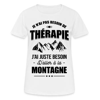 PAS BESOIN DE THÉRAPIE - BESOIN DE MONTAGNE - T-shirt respirant Femme - blanc - Devant - AI Model Female 172 dark (172cm)