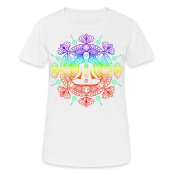 Yoga Meditation Esoterik - Frauen T-Shirt atmungsaktiv - Weiß - Vorne - AI Model Female 172 dark (172cm)