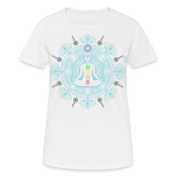 Esoterik Meditation Yoga - Frauen T-Shirt atmungsaktiv - Weiß - Vorne - AI Model Female 172 dark (172cm)