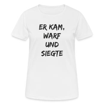 Boule - Er kam warf und siegte - Frauen T-Shirt atmungsaktiv - Weiß - Vorne - AI Model Female 172 dark (172cm)