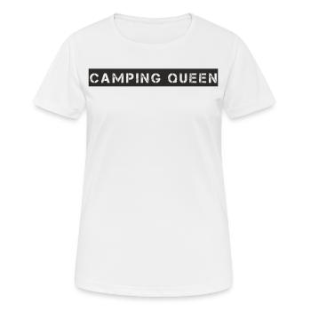 Camping - Camping Queen - Frauen T-Shirt atmungsaktiv - Weiß - Vorne - AI Model Female 172 dark (172cm)