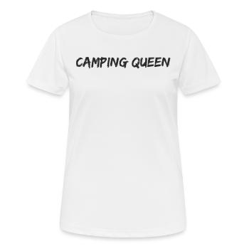 Camping - Camping Queen - Frauen T-Shirt atmungsaktiv - Weiß - Vorne - AI Model Female 172 dark (172cm)