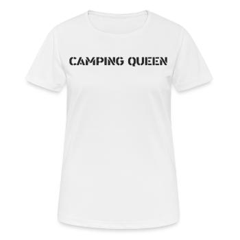 Camping - Camping Queen - Frauen T-Shirt atmungsaktiv - Weiß - Vorne - AI Model Female 172 dark (172cm)