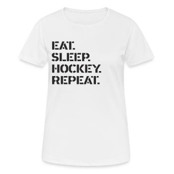 Hockey - eat sleep hockey repeat - Frauen T-Shirt atmungsaktiv - Weiß - Vorne - AI Model Female 172 dark (172cm)