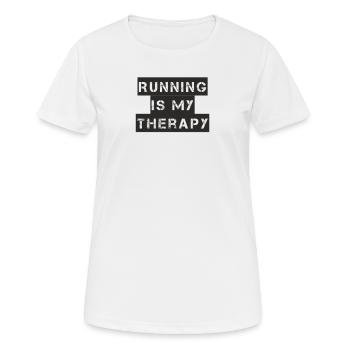 Laufen - running is my therapy - Frauen T-Shirt atmungsaktiv - Weiß - Vorne - AI Model Female 172 dark (172cm)