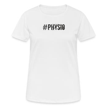 Rehasport - #Physio - Frauen T-Shirt atmungsaktiv - Weiß - Vorne - AI Model Female 172 dark (172cm)