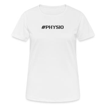 Rehasport - #Physio - Frauen T-Shirt atmungsaktiv - Weiß - Vorne - AI Model Female 172 dark (172cm)