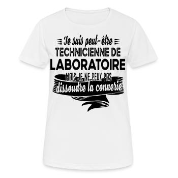 Technicienne laboratoire connerie humour citations - T-shirt respirant Femme - blanc - Devant - AI Model Female 172 dark (172cm)