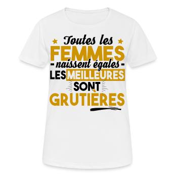 Grutière Grutier Grue Métier Chantier Construction - T-shirt respirant Femme - blanc - Devant - AI Model Female 172 dark (172cm)