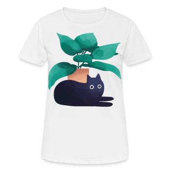 Katzen vor Blumentopf - Frauen T-Shirt atmungsaktiv - Weiß - Vorne - AI Model Female 172 dark (172cm)