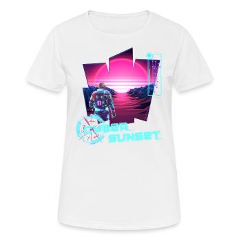 Astronaut Cyber Sunset gradient pink - Futuristic - Women's Breathable T-Shirt - white - Front - AI Model Female 172 dark (172cm)