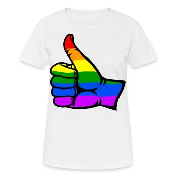 Regenbogenfarbe Flagge Hand alles klar Symbol - Frauen T-Shirt atmungsaktiv - Weiß - Vorne - AI Model Female 172 dark (172cm)