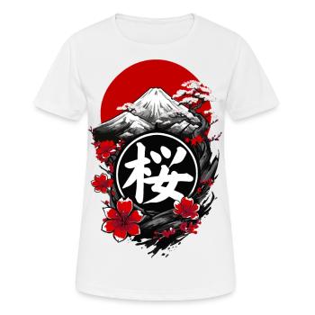 Cerisier japon en fleurs - T-shirt respirant Femme - blanc - Devant - AI Model Female 172 dark (172cm)