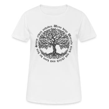 Lebensbaum mit Wurzeln - Frauen T-Shirt atmungsaktiv - Weiß - Vorne - AI Model Female 172 dark (172cm)