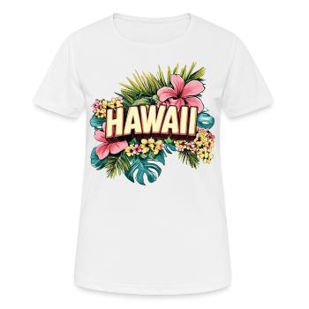 Hawaï Aloha Fleurs Palmiers Plage Mer Île Coloré - T-shirt respirant Femme - blanc - Devant - AI Model Female 172 dark (172cm)