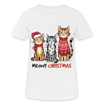 Meowy Christmas Katzen Weihnachten Xmas - Frauen T-Shirt atmungsaktiv - Weiß - Vorne - AI Model Female 172 dark (172cm)