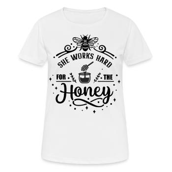 Elle travaille dur pour l’abeille qui travaille dur - T-shirt respirant Femme - blanc - Devant - AI Model Female 172 dark (172cm)