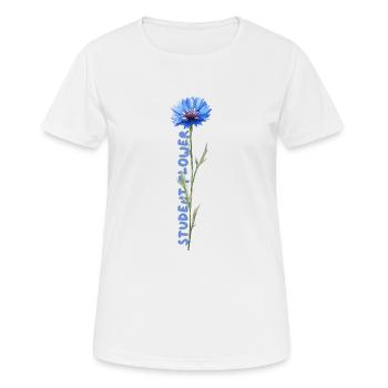 Fleurs d’automne : Bleuet - T-shirt respirant Femme - blanc - Devant - AI Model Female 172 dark (172cm)