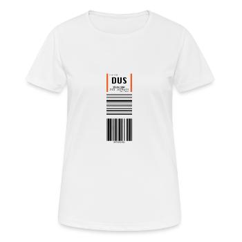 Flughafen Düsseldorf DUS - Frauen T-Shirt atmungsaktiv - Weiß - Vorne - AI Model Female 172 dark (172cm)