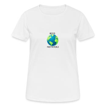 Boys make the World - Frauen T-Shirt atmungsaktiv - Weiß - Vorne - AI Model Female 172 dark (172cm)