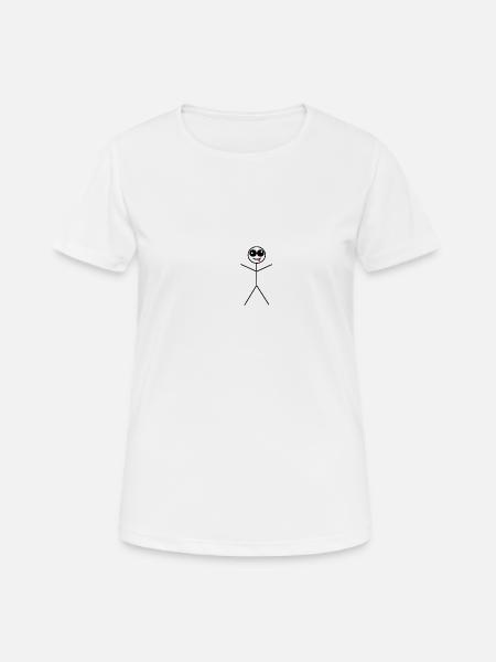Lustiges Strichmännchen / Stickman - Andningsaktiv T-shirt dam - vit