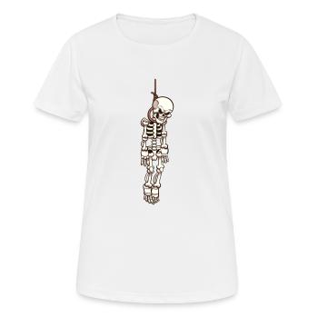 Skelett hängt am Galgen - Frauen T-Shirt atmungsaktiv - Weiß - Vorne - AI Model Female 172 dark (172cm)