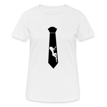 Krawatte - Frauen T-Shirt atmungsaktiv - Weiß - Vorne - AI Model Female 172 dark (172cm)