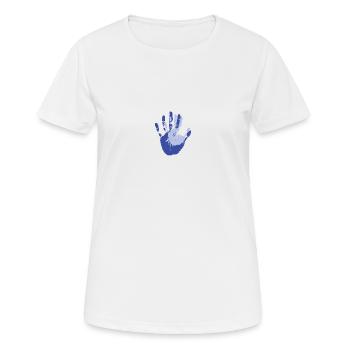 Empreintes mains dans la main aux parents avec cadeau d’enfant - T-shirt respirant Femme - blanc - Devant - AI Model Female 172 dark (172cm)