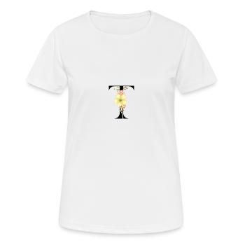 Elégante lettre 'T' avec des fleurs - T-shirt respirant Femme - blanc - Devant - AI Model Female 172 dark (172cm)