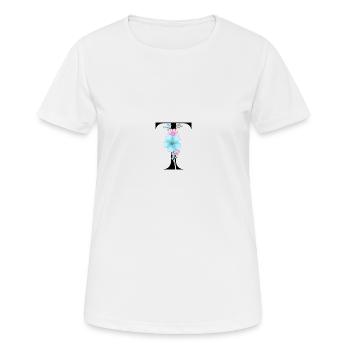 Elégante lettre 'T' avec des fleurs - T-shirt respirant Femme - blanc - Devant - AI Model Female 172 dark (172cm)