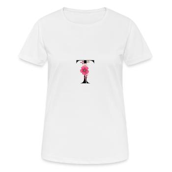 Elégante lettre 'T' avec des fleurs - T-shirt respirant Femme - blanc - Devant - AI Model Female 172 dark (172cm)