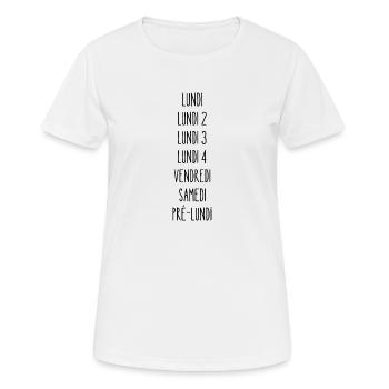 lundi 2 - T-shirt respirant Femme - blanc - Devant - AI Model Female 172 dark (172cm)
