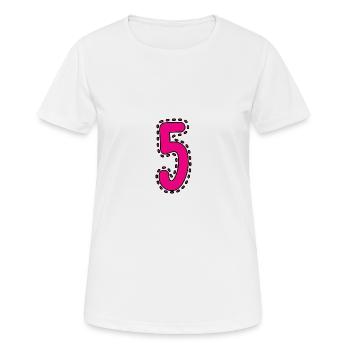 5. 5 YEARS. 5th ANNIVERSARY - Women's Breathable T-Shirt - white - Front - AI Model Female 172 dark (172cm)
