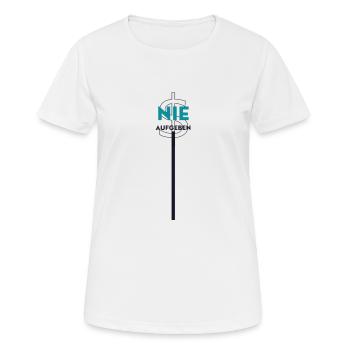 Nie aufgeben - Frauen T-Shirt atmungsaktiv - Weiß - Vorne - AI Model Female 172 dark (172cm)