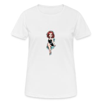 Red Hair Pinup Girl - Frauen T-Shirt atmungsaktiv - Weiß - Vorne - AI Model Female 172 dark (172cm)