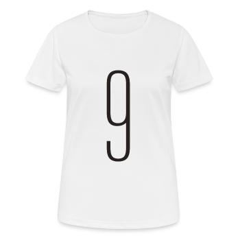 9 - Frauen T-Shirt atmungsaktiv - Weiß - Vorne - AI Model Female 172 dark (172cm)