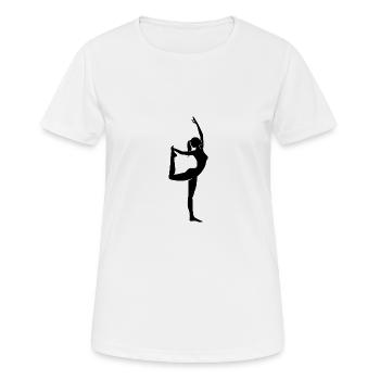 Leichtigkeit des Yoga Frau Yogini in Bewegung - Frauen T-Shirt atmungsaktiv - Weiß - Vorne - AI Model Female 172 dark (172cm)