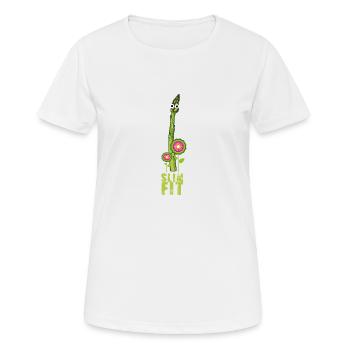 slim fit, spragel, asperges vertes, fitness, sport - T-shirt respirant Femme - blanc - Devant - AI Model Female 172 dark (172cm)