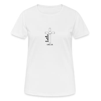 | Christliche Kleidung | Glaube - Frauen T-Shirt atmungsaktiv - Weiß - Vorne - AI Model Female 172 dark (172cm)