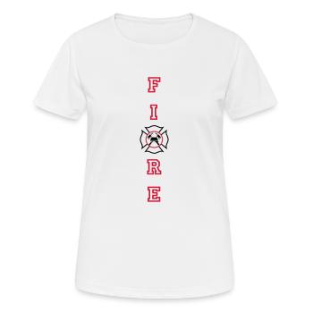 INCENDIE verticale avec croix de Malte - T-shirt respirant Femme - blanc - Devant - AI Model Female 172 dark (172cm)