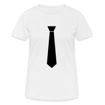 Krawatte - Frauen T-Shirt atmungsaktiv - Weiß - Vorne - AI Model Female 172 dark (172cm)