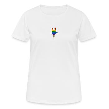 Rock ´n Roll - I Love You, Eis am Stiel Regenbogen - Frauen T-Shirt atmungsaktiv - Weiß - Vorne - AI Model Female 172 dark (172cm)