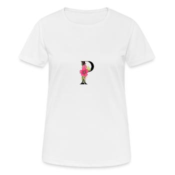 Elegant letter 'P' with flowers - Women's Breathable T-Shirt - white - Front - AI Model Female 172 dark (172cm)