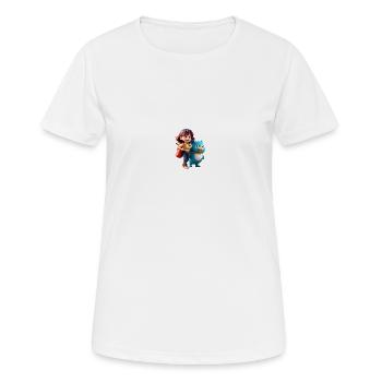 Mädchen mit freundlichem Begleiter - Frauen T-Shirt atmungsaktiv - Weiß - Vorne - AI Model Female 172 dark (172cm)