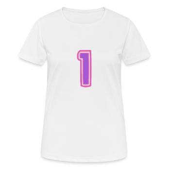 1. 1 AN. 1er ANNIVERSAIRE. ANNIVERSAIRE 1 AN - T-shirt respirant Femme - blanc - Devant - AI Model Female 172 dark (172cm)